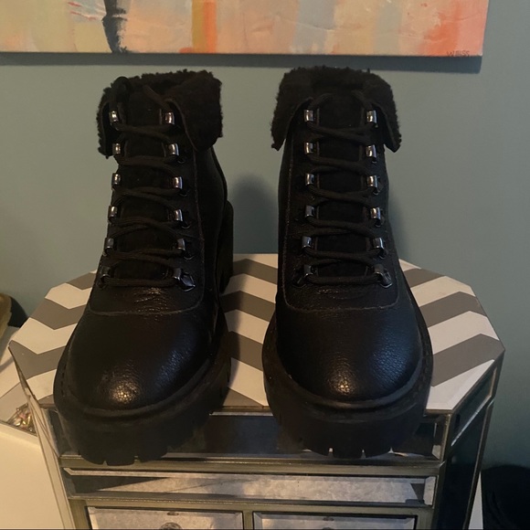 Kelsi Dagger Leather Navigate Heeled Hiker Boots - Picture 4 of 6